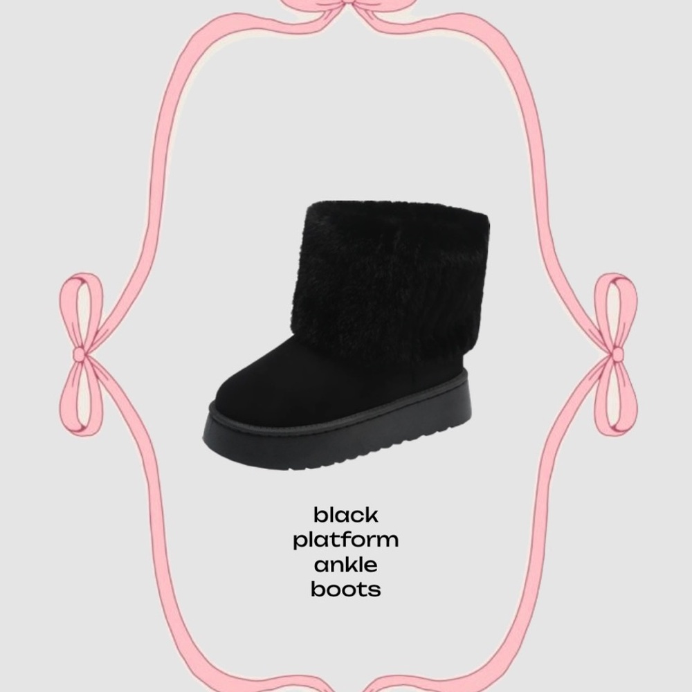 Black Platform Short Fur Boots